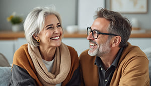 Glückliches Paar nach erfolgreicher Mediation und Überwindung destruktiver Gottman Verhaltensmuster